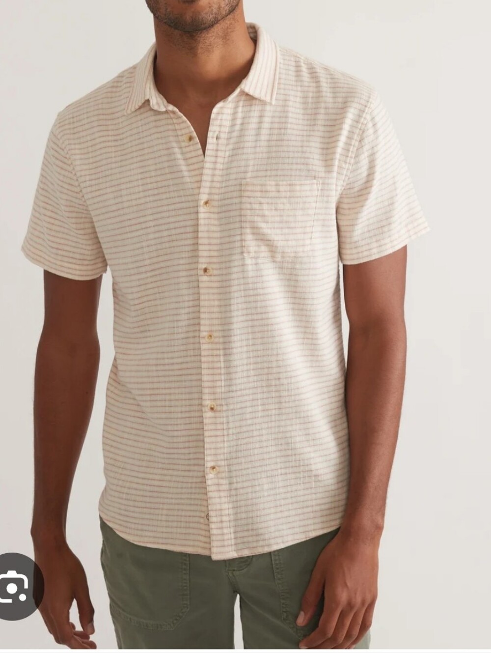 Marine Layer Classic Stretch Selvage Shirt in Warm Stripe